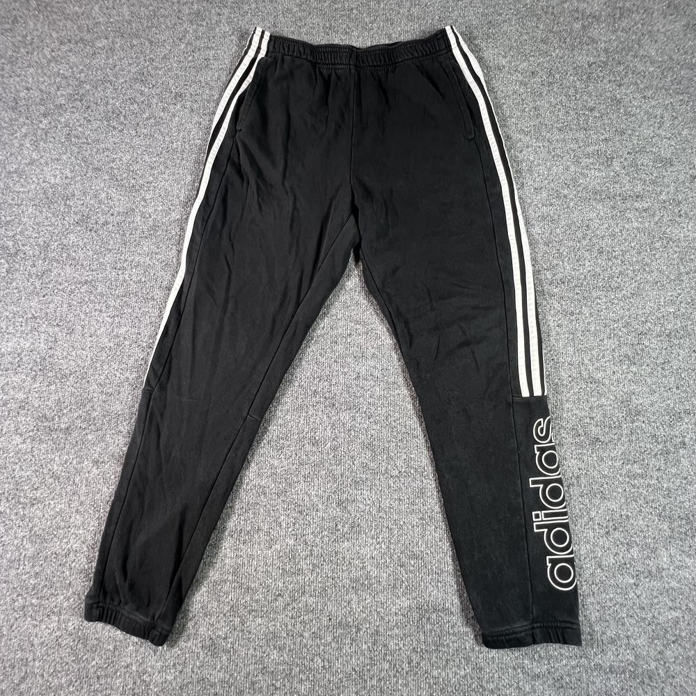 Adidas Sweatpant Men's L Black Tapered Sports Running Performance 3 Stripes